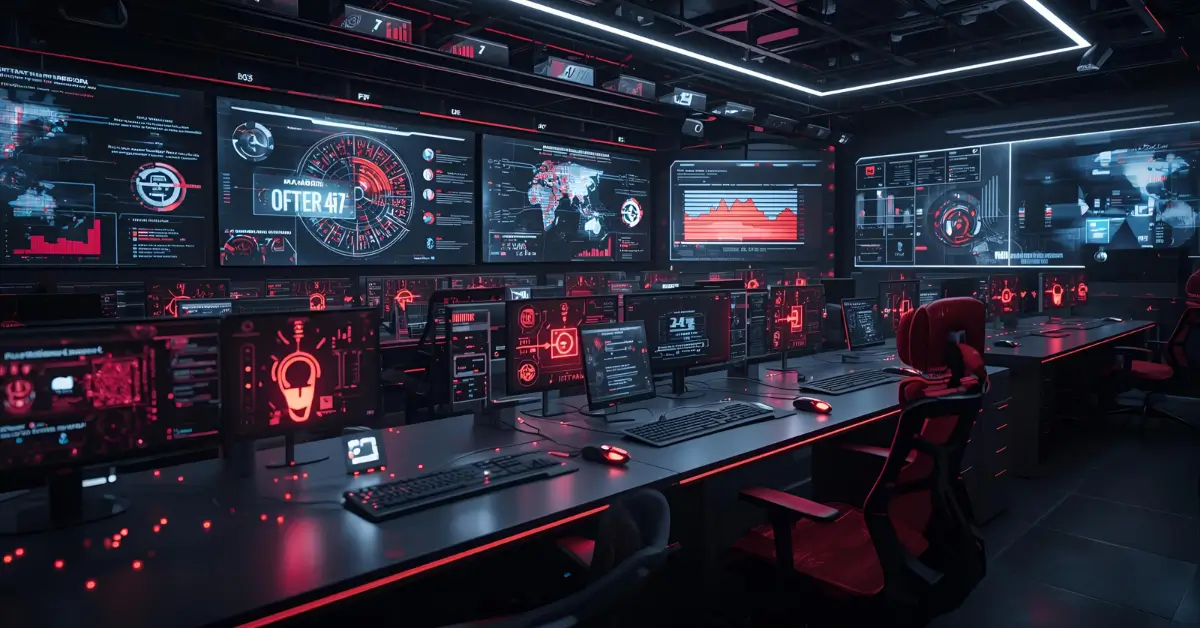 High-tech visualization of advanced persistent threat cybersecurity solutions with network monitoring and AI analysis. Powerful Advanced Persistent Threat Cybersecurity Solutions.