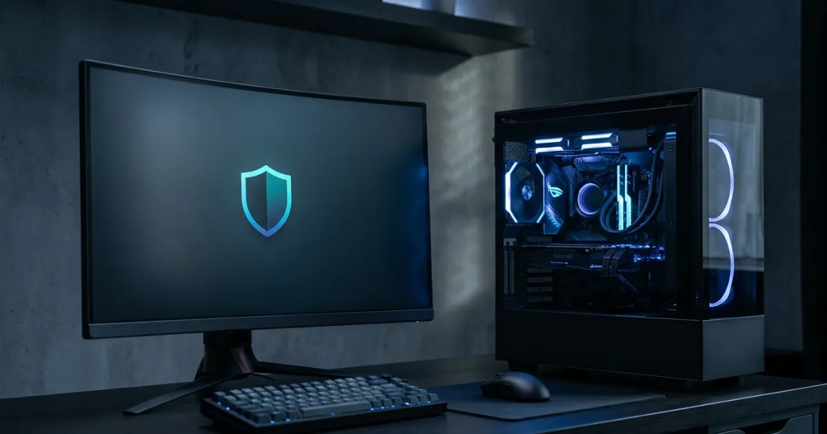 Gaming PC representing best antivirus for Windows 11 gaming low resource use